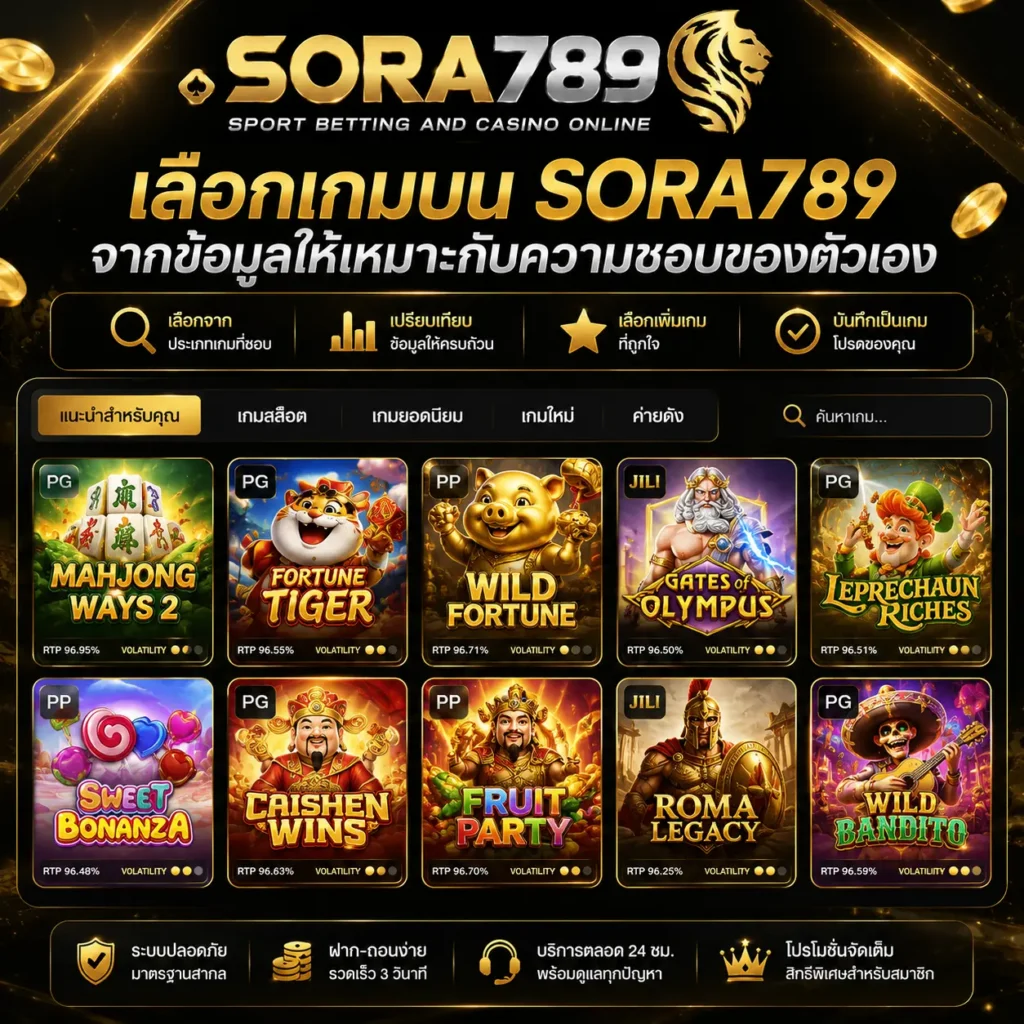 เลือกเกมบน sora789 จากข้อมูลให้เหมาะกับความชอบของตัวเอง